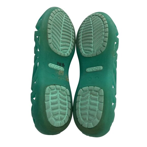 Crocs Women's Size 8 Green Cutout Peep Toe Flats shoes - Picture 7 of 8